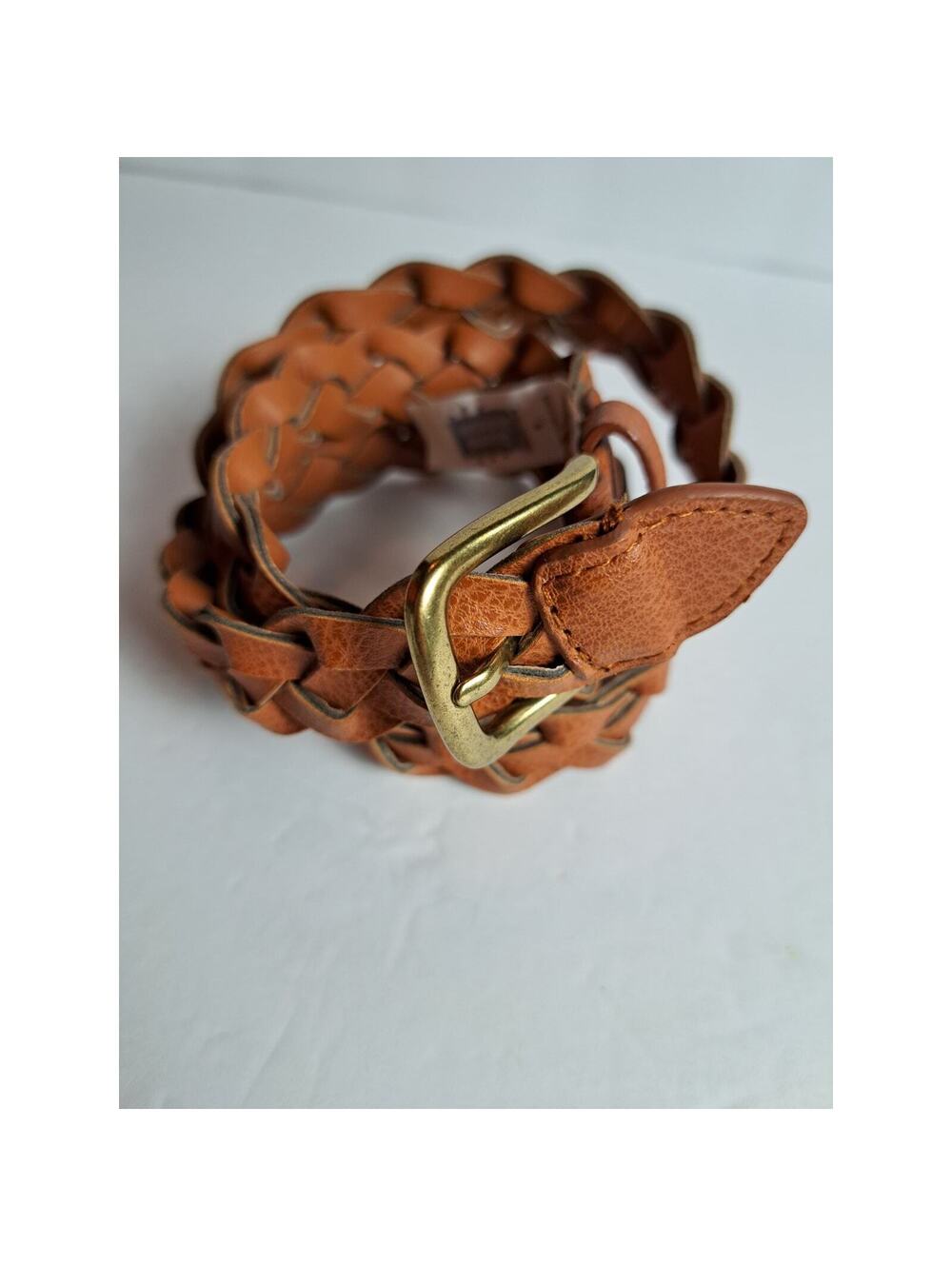 Roland Anderson Belt Brown Braided Gold Hardware 18" Sz Med